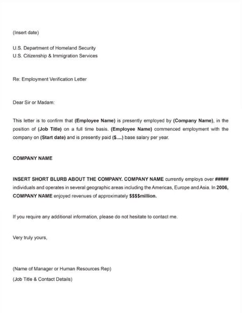 Proof Employment Verification Letter Template Word