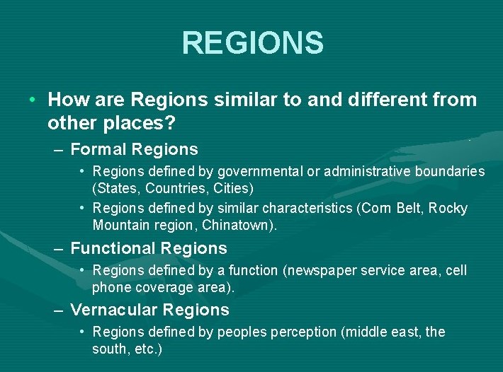 5 Themes Of Geography Regions
